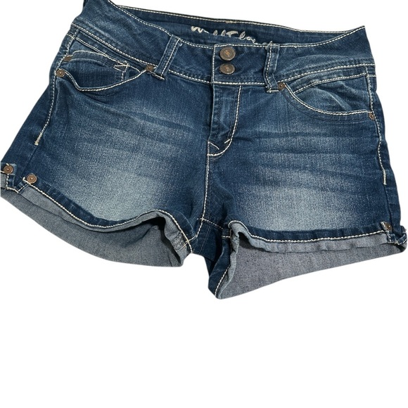 Wallflower Blue Jean Shorts with Classic Cuffed Hem - Picture 1 of 7